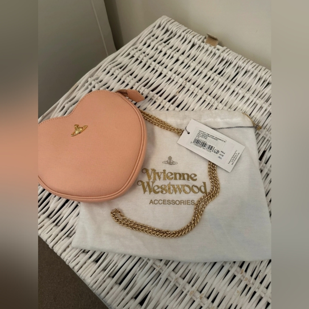 Vivienne Westwood Nude Pink Saffiano Leather Heart Crossbody